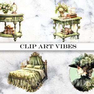 5 PNG MEGA BUNDLE Watercolor Victorian Clipart Bundle, Steampunk Clip Art Bundle, Fantasy Clipart
