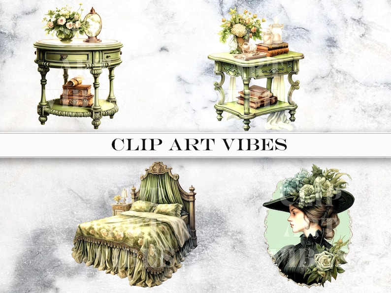 5 PNG MEGA BUNDLE Watercolor Victorian Clipart Bundle, Steampunk Clip Art Bundle, Fantasy Clipart