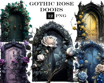 Gothic Clipart Gothic Rose Door Clipart Bundle, Gothic SVG, Commercial Use, Instant Digital Download
