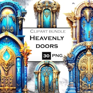 Fantasy Door Clipart Bundle: Watercolor PNGs for Junk Journals (30 Files)