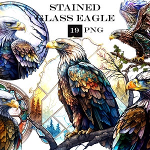 Eagle Clipart, Stained Glass Clipart Bundle, Eagles SVG, American Eagle, Sublimation Designs