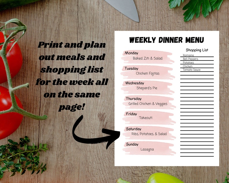 Printable Weekly Meal Planner & Shopping List Bundle - Etsy