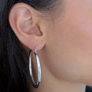 Pendientes de Aro de Plata, Pendientes de Aro Boho, Pendientes de Aro Gruesos, Pendientes de Aro Gruesos, Pendientes Llamativos, Pendientes de Aro de Oro, Pendientes de Aro de Plata de Ley 925 (tamaño L),