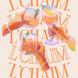 L&#39;Chaim Digital Art | Trendy Jewish Wall Print | Modern Judaica Decor