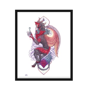 Perplexing Riddle, Sphinx with a Key - Mythological Creature 8.5"x11" Art Print