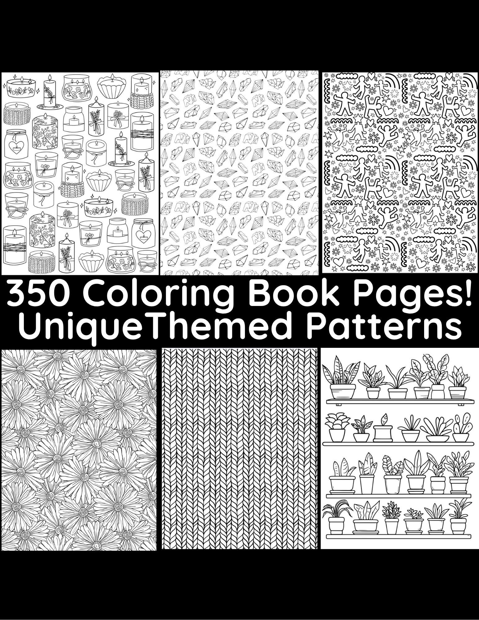 Pack de páginas para colorear con patrones – 350 diseños imprimibles | Descarga digital instantánea