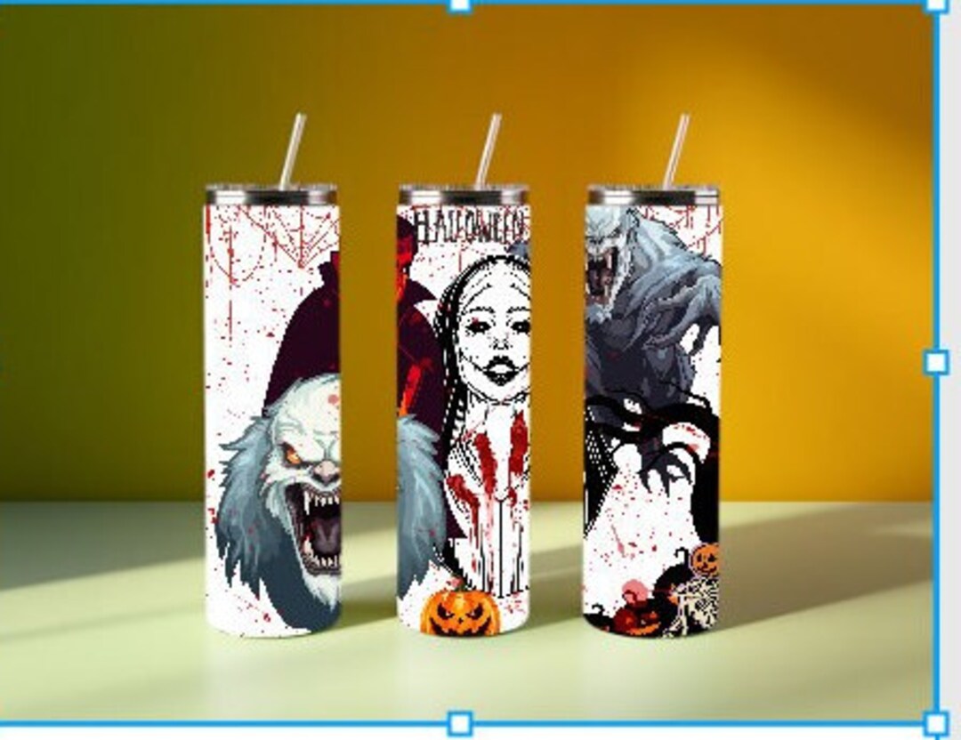 Halloween Scarry Face Theme Tumbler Wrap PNG Halloween Etsy