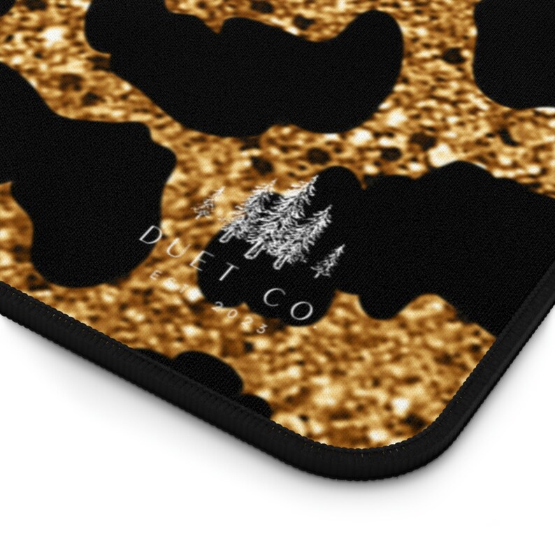 Gold Glitter Leopard Print Desk Mat Etsy