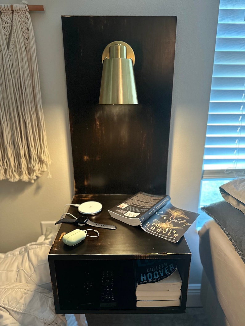 Fully Customizable Floating Nightstand With Lamp Etsy