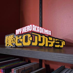 My Hero Academia onofficieel 3D-geprint Japans logobord, anime-bureaudecor, plankdecoratie, mangadisplay