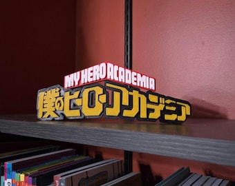 My Hero Academia Unofficial 3D Printed Japanese Logo Sign, Anime Desk Decor, Shelf Decoration, Manga Display