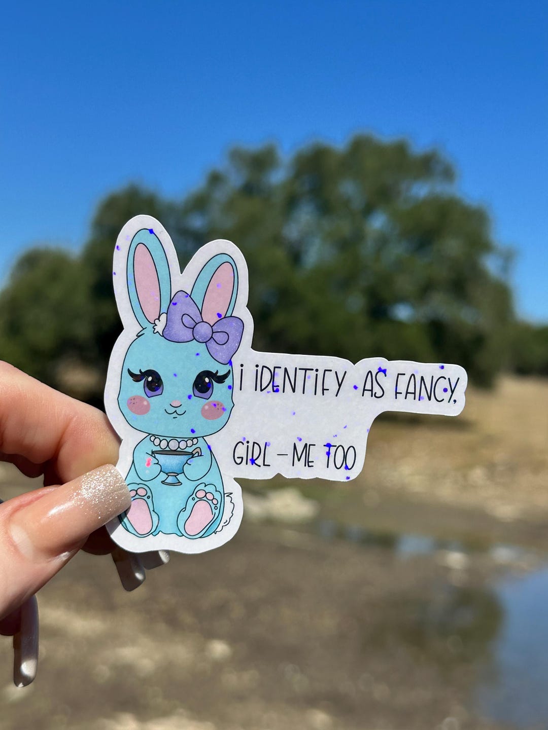 Funny Bunny Holographic Sticker, Kawaii Style Die Cut Vinyl Decal, Cute ...