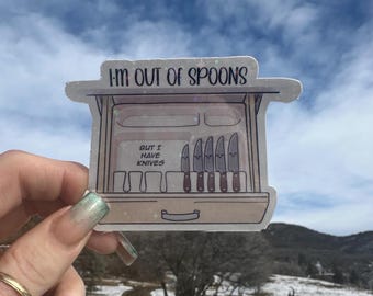 Spoon Theory Sticker, Chronic Warrior, Dysautonomia Humor Decal, Flare Day Vinyl decal for Water Bottles Laptops Planners, Potsie Gift