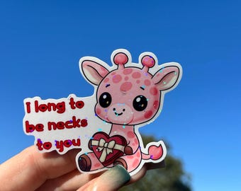 I Long To Be Necks To You Funny Valentines Sticker, Cute Couples gift, waterproof vinyl decal for water bottles, laptops, planners, journals