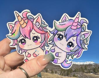 Cute kawaii unicorn sticker, whimsical fantasy art vinyl decal for water bottles laptops planners, kids stickers, unicorn lovers, aesthetic