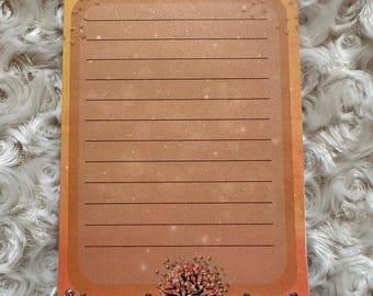 Fall Raccoon Themed 4x6 Notepad, Custom Teacher’s Notepad, Unique Gift, Spooky Stationary, cute office supplies, desk accessories