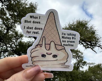 When I shut down sarcastic sticker, relatable, hand drawn funny design, trendy vinyl sticker, adult humor decal, gift for introverts