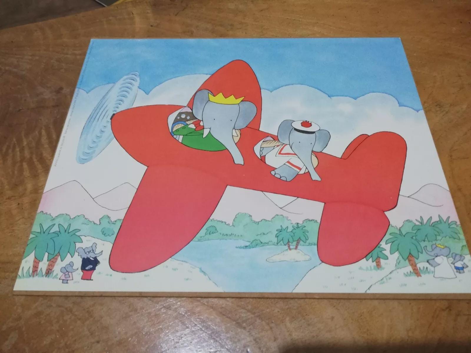 Babar en Avion 1989年 ブリュノフ アートポスター 象のババール