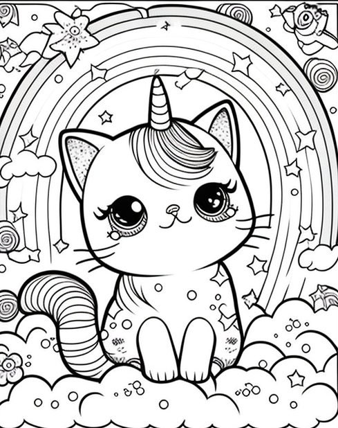 Kitten Coloring Pages - Etsy