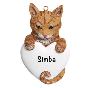 Personalized Orange Cat Ornament, Custom Cat First Christmas Ornament, Orange Tabby Cat Keepsake, Kitten Ornament, Ginger Cat Sculpture Gift