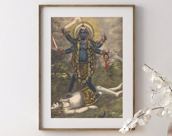 Hindu Goddess Wall Art ,Tara, KALI, Vintage  Art, Indian God, Poster Print, Canvas