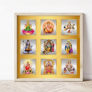 Hindu God Wall Art, Pooja Print ,Laxmi, Ganesh , Saraswati, Shiva, Ram, Krishna, Durga, Hanuman, Balaji, Indian Gods , Print , Canvas