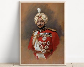 Sikh Art | Maharaja Ranjeet Singh | Vintage Art Painting | Print | Canvas