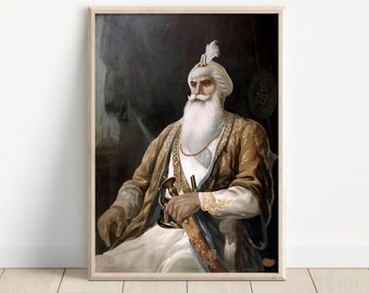 Sikh Art | Jassa Singh Ahluwalia  | Sultan-ul-Qaum Sardar | Sikh leader | Vintage Art Painting | Print | Canvas