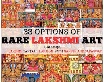 Lakshmi Wall Art – Hindu Goddess of Wealth Poster or Canvas | Goddess Lakshmi Painting | Indian Spiritual Decor for Home or Temple