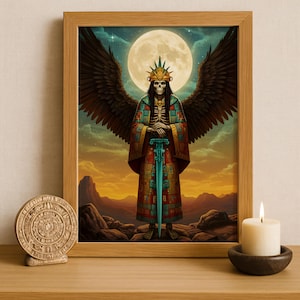 Aztec Wall Art, Itzpapalotl Art, Aztec Obsidian Butterfly Goddess, Aztec Mythology, Mexican Aztec Art, Goddess of Transformation and Death