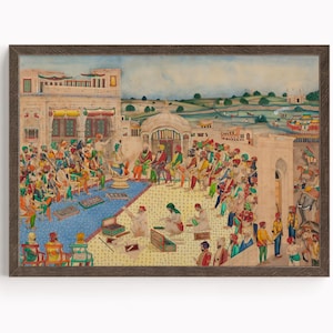Sikh Kunst | Gericht von Sher-e Punjab Maharaja Ranjit Singh | Maharaja Ranjit Singh| Vintage Kunst Malerei | Drucken | Leinwand