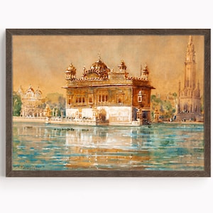 Sikh Art | Golden Temple  | Sri Harmandir Sahib | Vintage Art Painting | Art by M K Parandikar Religious Art | Print | Canvas