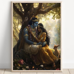 Ram and Sita Art, Lord Rama and Sita, Hindu God Wall Art ,Ram, Rama and Sita,Indian God, Poster Print, Canvas Print