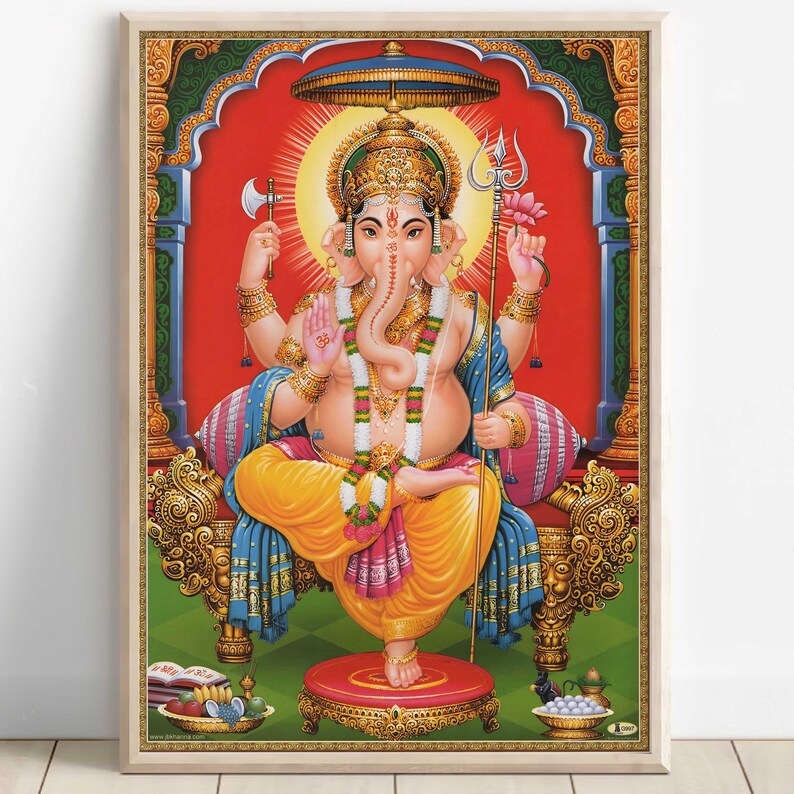 Ganesh, Lord Ganesh, Hindu God Wall Art, Vintage Art, Indian God