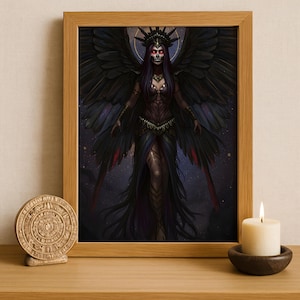 Aztec Wall Art, Itzpapalotl Art, Aztec Obsidian Butterfly Goddess, Aztec Mythology, Mexican Aztec Art, Goddess of Transformation and Death
