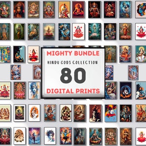 80 set da parete con galleria di divinità indù/MIGHTY BUNDLE/Lakshmi/Saraswati/Krishna/Shiva/Ganesha/Hanuman/Rama/download digitale istantaneo