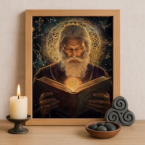 Dagda Celtic God Wall Art, Irish Mythology Print, God of Wisdom and Prosperity, Celtic Tonalism Decor, Ancient Celtic Spiritual Artwork