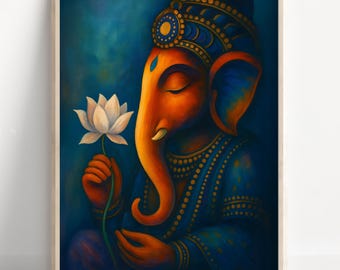 Arte mural abstracto de Ganesh, Señor Ganesh, Ganesha, arte mural de dios hindú, arte indio en miniatura, dios indio, impresión de póster de Ganesh, lienzo de Ganesh
