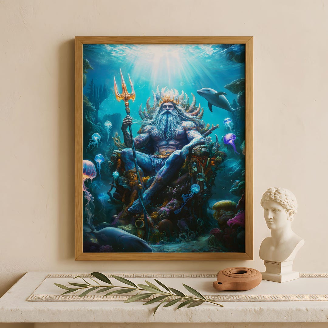 Poseidon Wall Art, God of the Sea, Greek Gods Poster, Greek God Decor ...