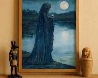 Egyptische godin Nephthys print, Nephthys godin kunst aan de muur, oude Egyptische mythologie decor, beschermende godin artwork, Egyptische kunst print
