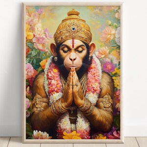Hanuman Art, Lord Hanuman, Jai Bajarang Bali, Hanuman Art, Hindu God,  Hindu God Wall Art, Indian God, Canvas Print, Poster Print