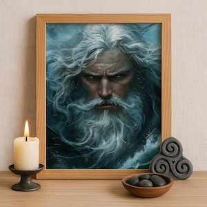 Manannán mac Lir Celtic God Wall Art, Irish Mythology Print, God of the Sea and Beyond, Celtic Tonalism Decor, Celtic Spiritual Artwork