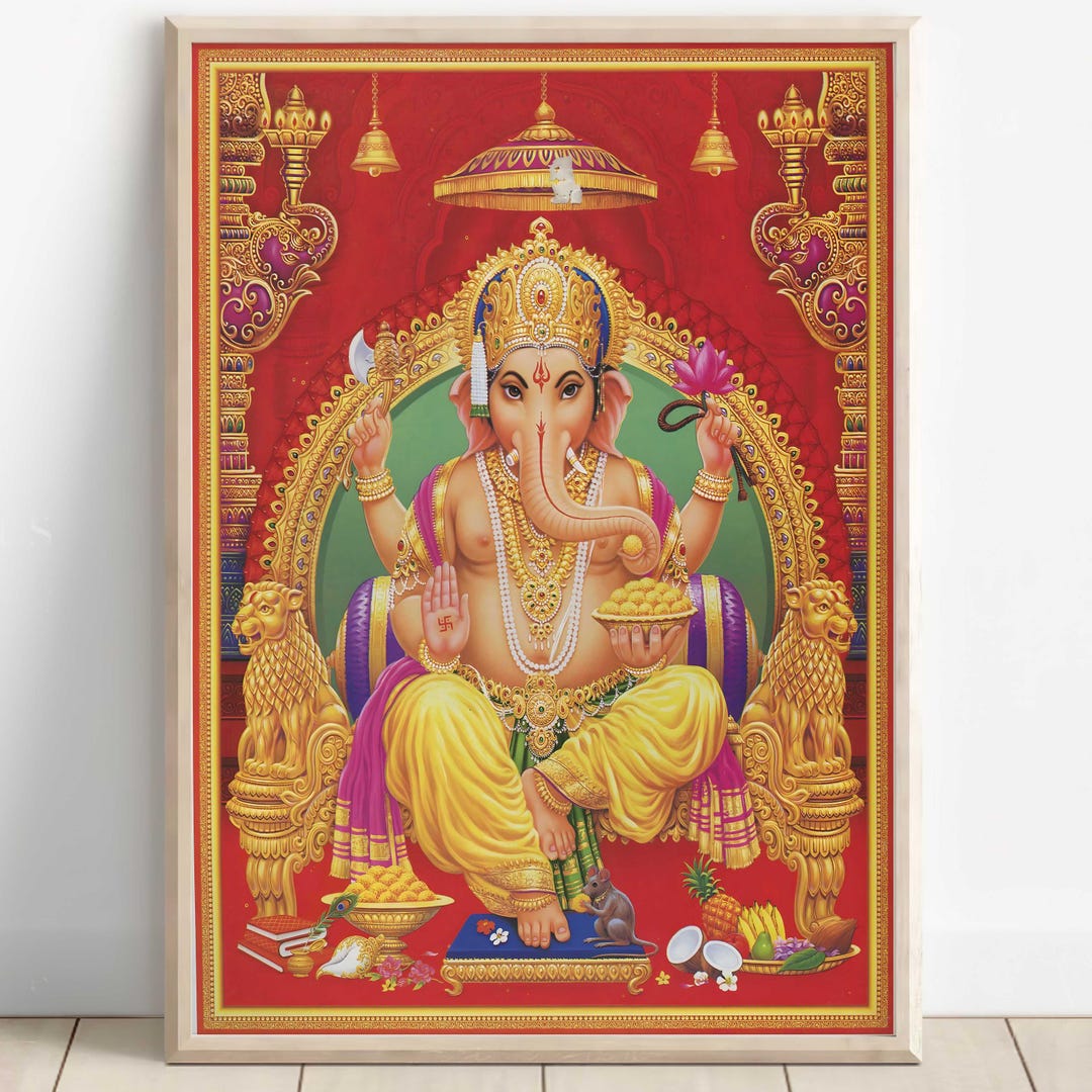 Ganesh, Lord Ganesh, Hindu God Wall Art, Vintage Art, Indian God