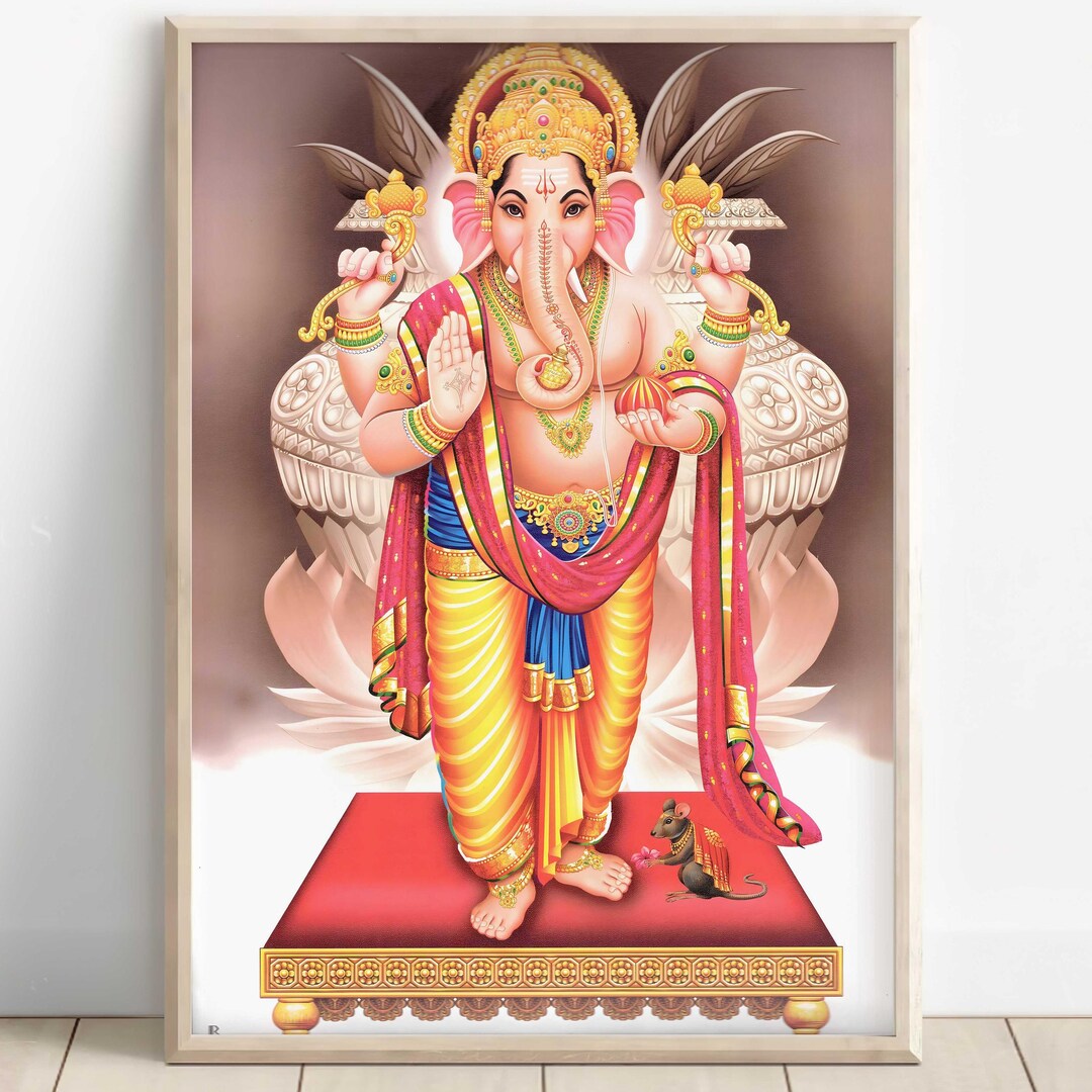 Ganesh, Lord Ganesh, Hindu God Wall Art, Vintage Art, Indian God