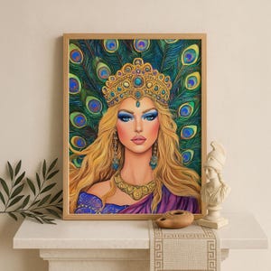 Hera Wall Art, Greek Goddess of Marriage and Queenship, Mythology Inspired Print, Divine Feminine Decor, Greek Mythology Poster