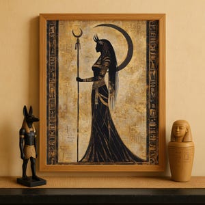 Egyptian Goddess Nephthys Print, Nephthys Goddess Wall Art, Ancient Egyptian Mythology Decor, Protective Goddess Artwork, Egyptian Art Print