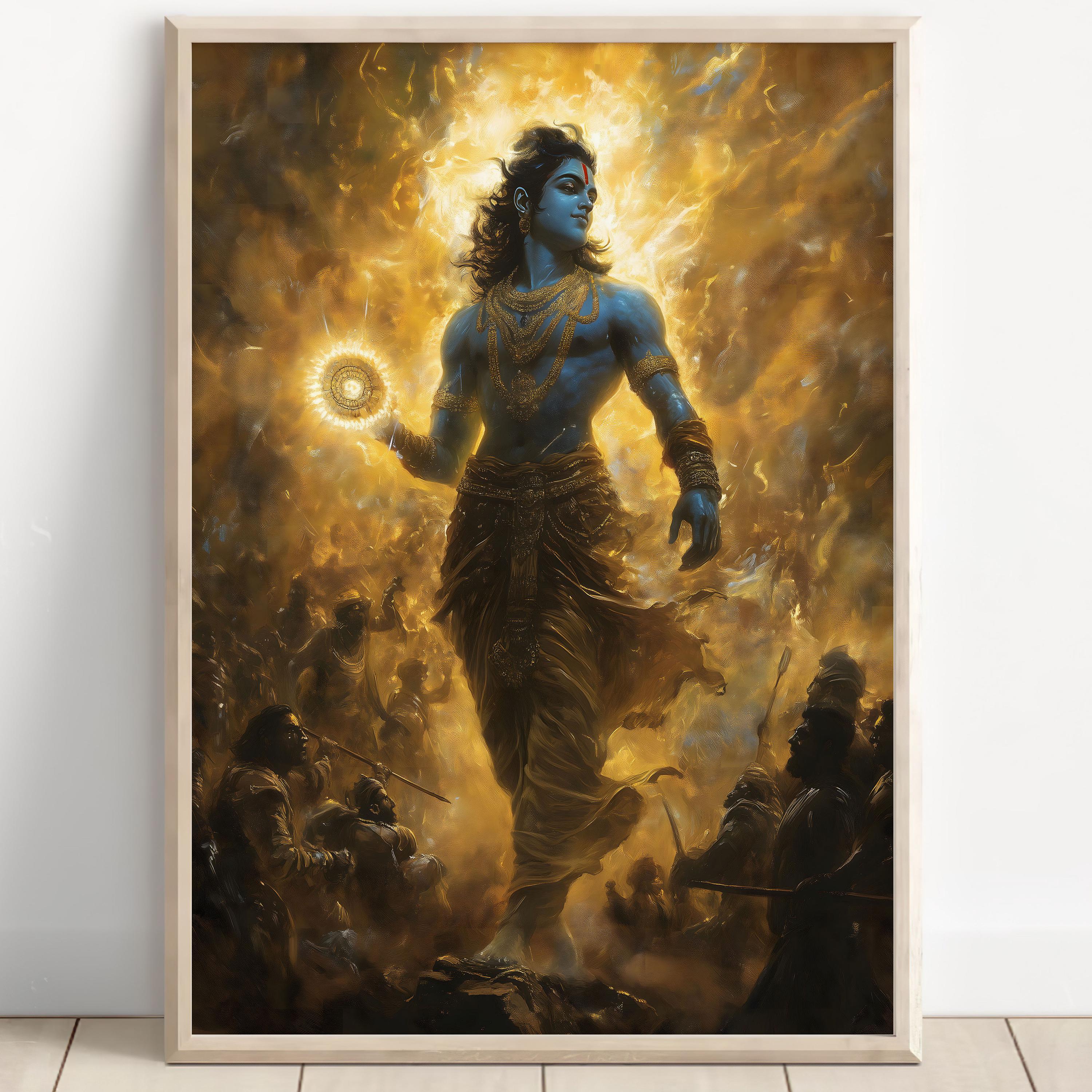 krishna-art-krishna-during-mahabharat-with-sudarshan-chakra-krishna