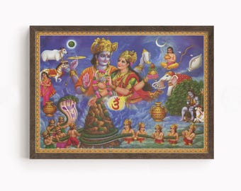 ヴィシュヌとラクシュミ…ヴィンテージスタイルのインドヒンドゥー教