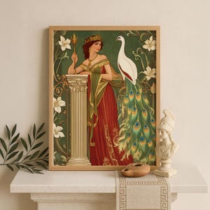 Hera Wall Art, Greek Goddess of Marriage and Queenship, Mythology Inspired Print, Divine Feminine Decor, Greek Mythology Poster