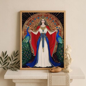 Hera Wall Art, Greek Goddess of Marriage and Queenship, Mythology Inspired Print, Divine Feminine Decor, Greek Mythology Poster